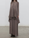 Mutedance 25 Autumn/Winter Flower-dyed Silk Round Neck Layered Long Sleeve Dress MD-MD25FW85-sand (MD25FW84)